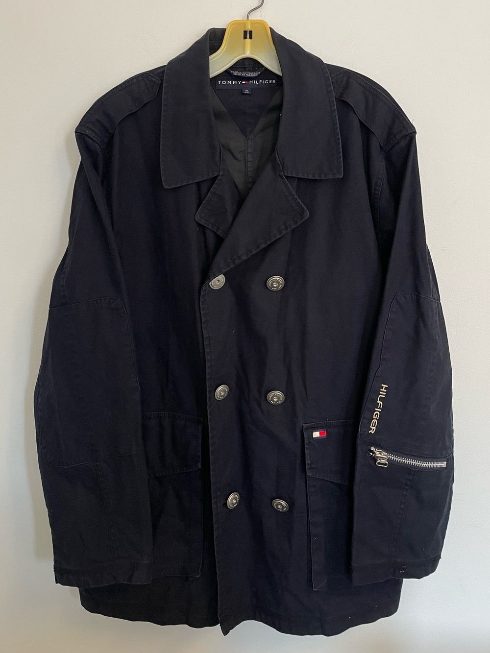 Tommy Hilfiger Black Double-Breasted Pea Coat